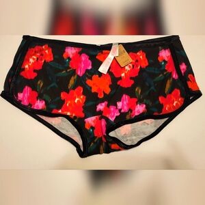 Pink Victoria Floral Velvet Trim Shortie Boy Shorts Intimates